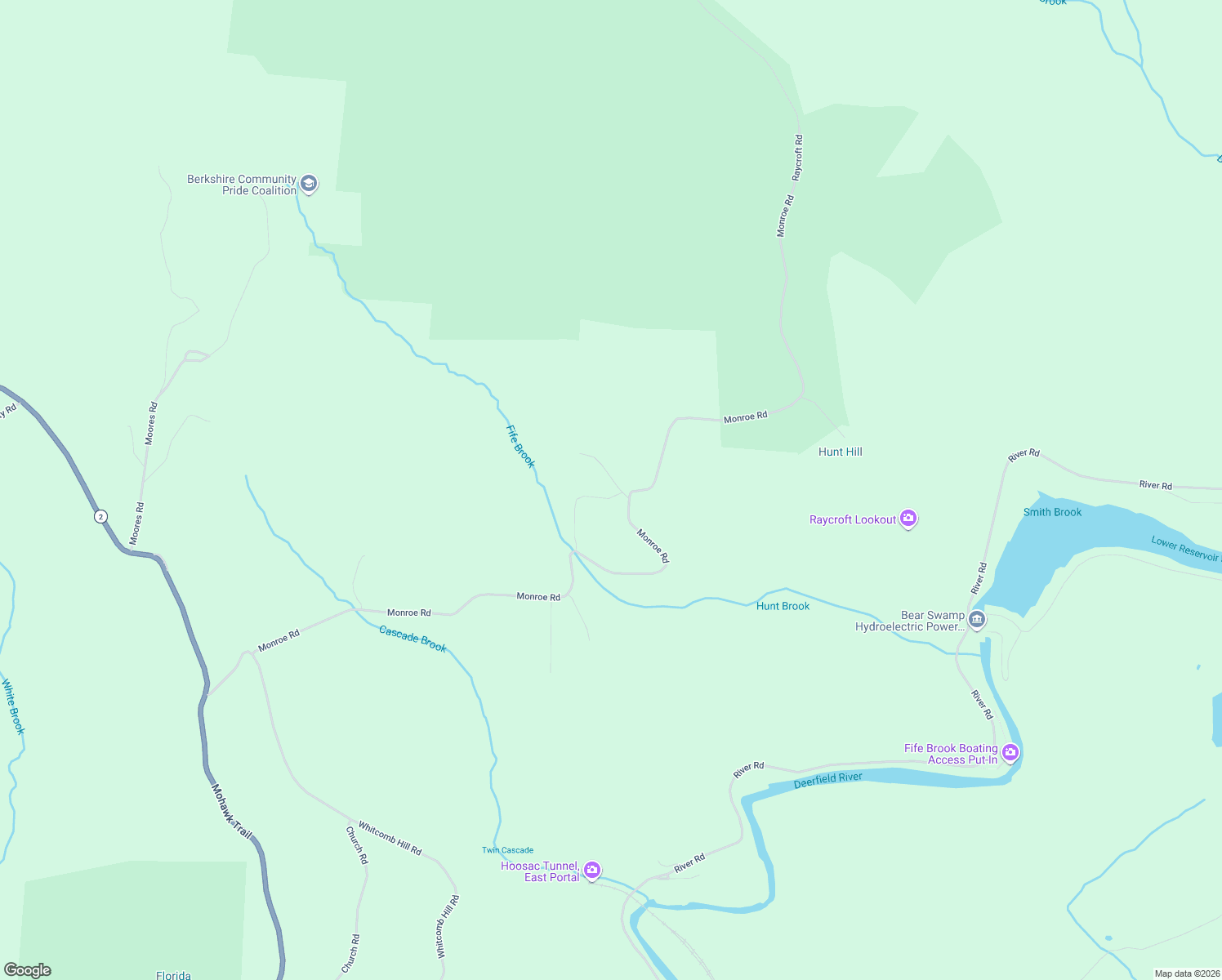 map of restaurants, bars, coffee shops, grocery stores, and more near 8 Monroe Street in North Adams