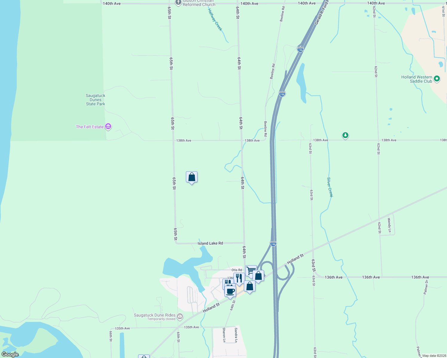 map of restaurants, bars, coffee shops, grocery stores, and more near 6425 Kottler Drive in Holland
