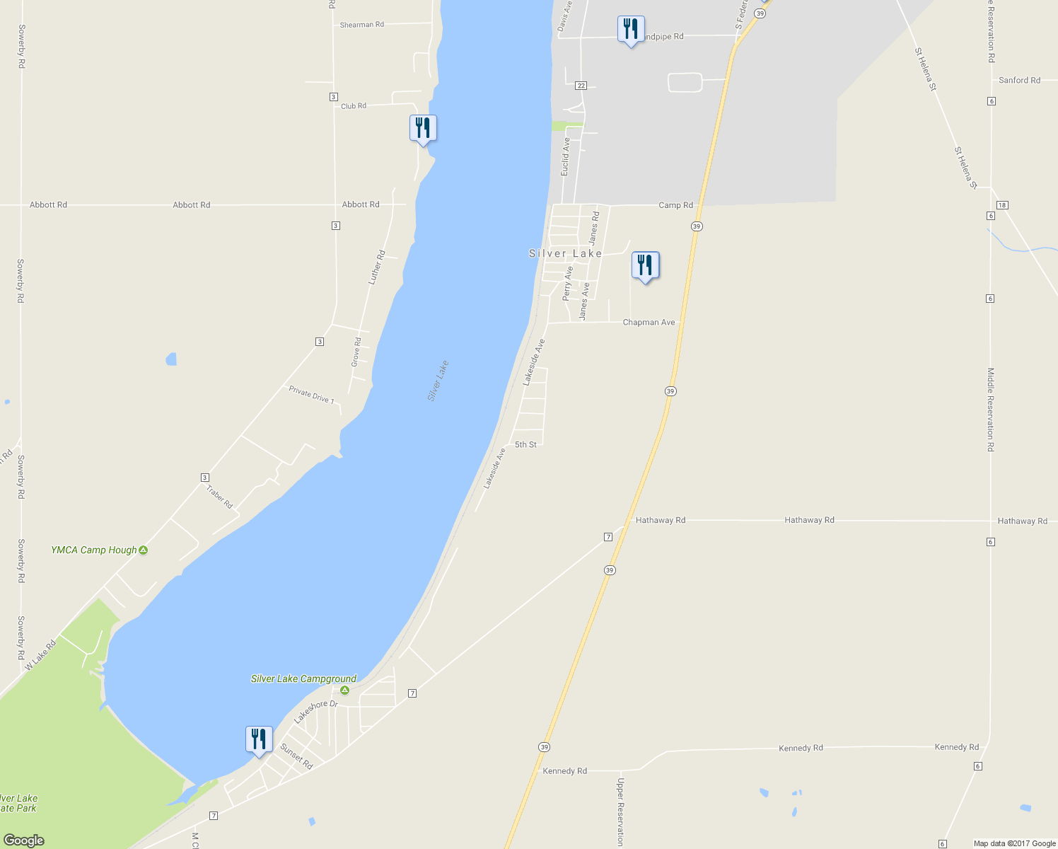 map of restaurants, bars, coffee shops, grocery stores, and more near 6983 5th Street in Perry