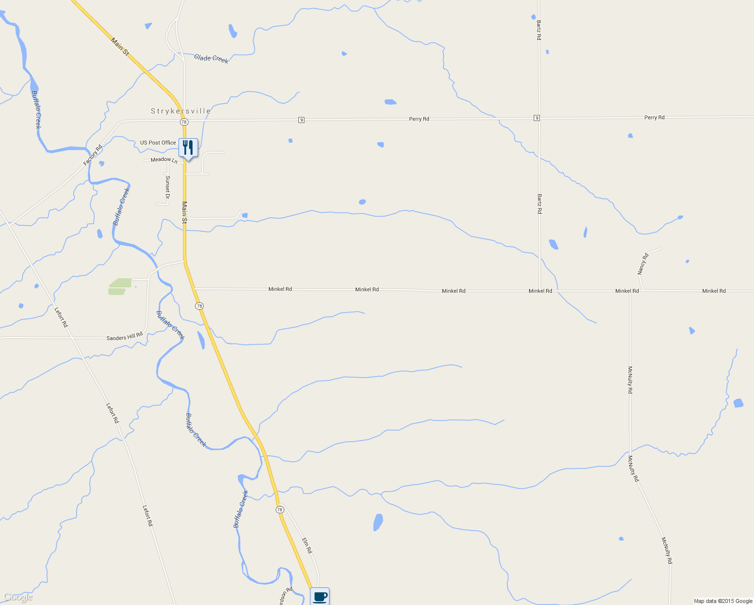 map of restaurants, bars, coffee shops, grocery stores, and more near 776 Minkel Road in Strykersville