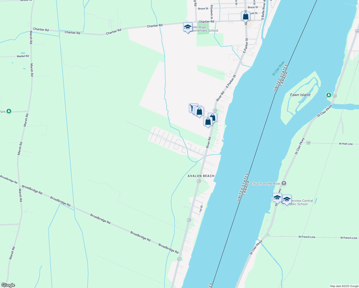 map of restaurants, bars, coffee shops, grocery stores, and more near 600 Paradise Boulevard in Township of Cottrellville