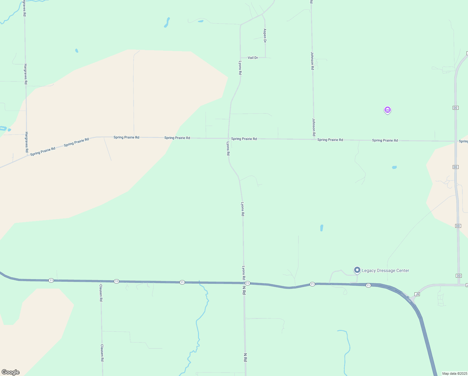 map of restaurants, bars, coffee shops, grocery stores, and more near N5585 Lyons Rd in Burlington