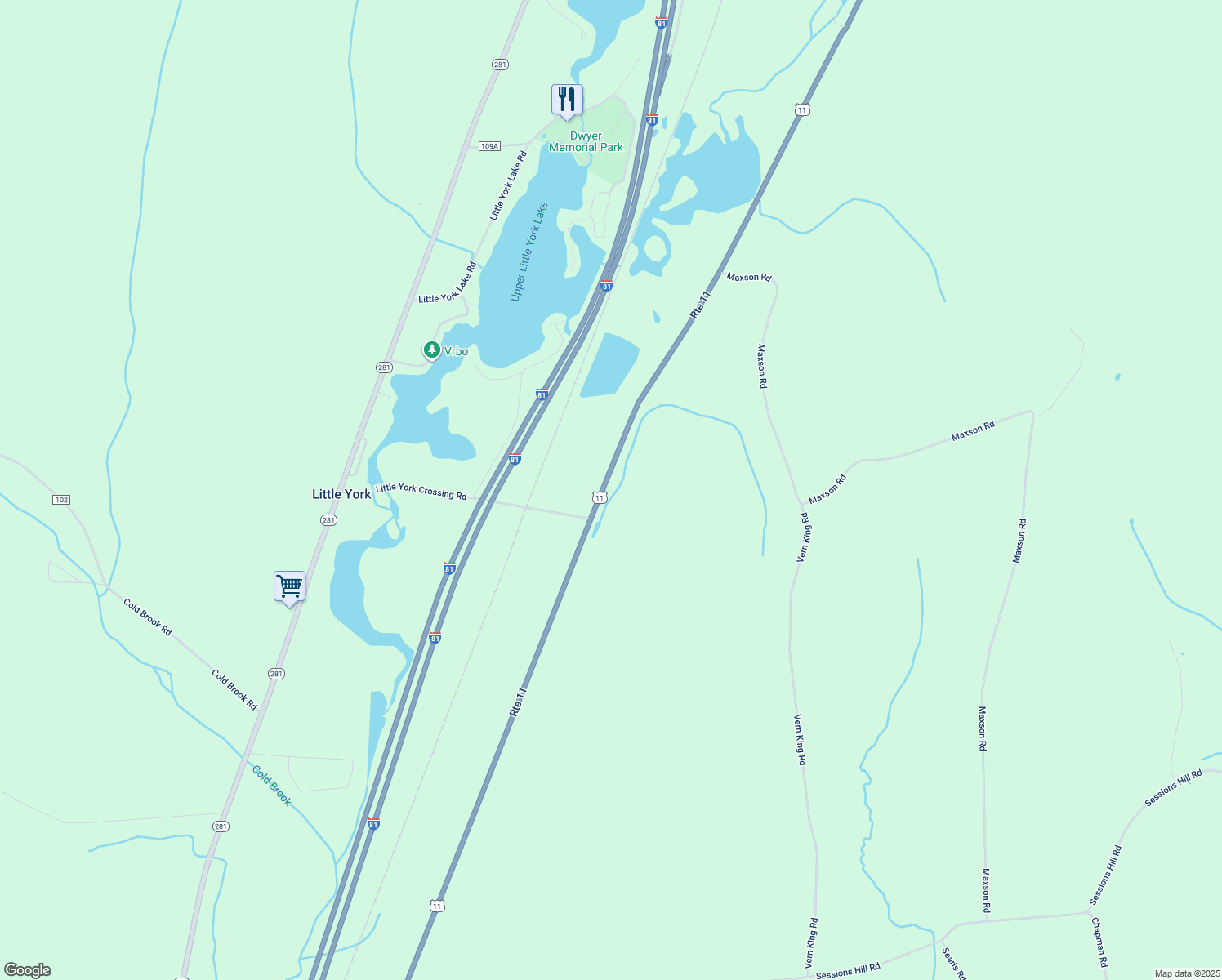 map of restaurants, bars, coffee shops, grocery stores, and more near 5988 U.S. 11 in Homer