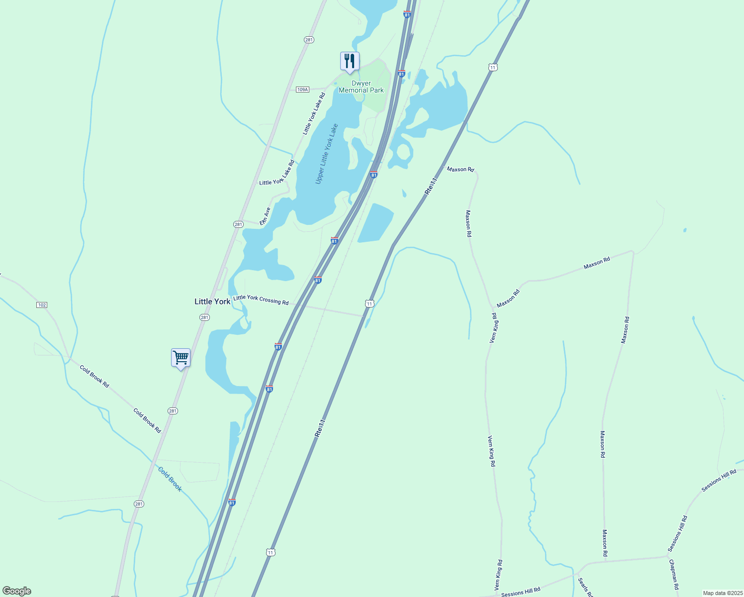 map of restaurants, bars, coffee shops, grocery stores, and more near 5988 U.S. 11 in Homer
