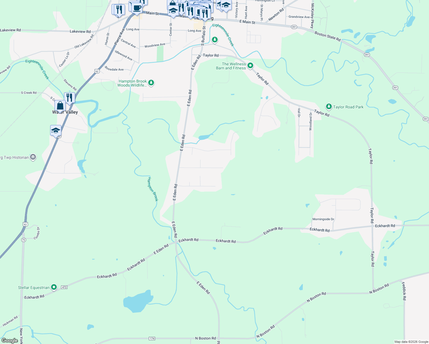 map of restaurants, bars, coffee shops, grocery stores, and more near 4169 Beaubein Dr in Hamburg
