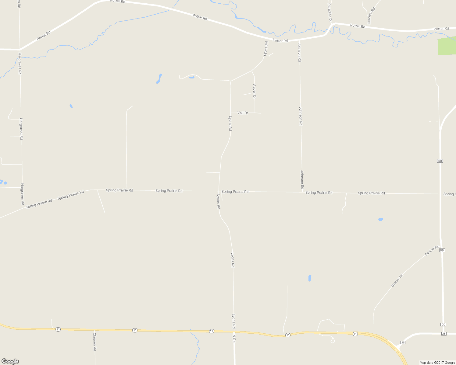 map of restaurants, bars, coffee shops, grocery stores, and more near N5726 Lyons Road in Burlington