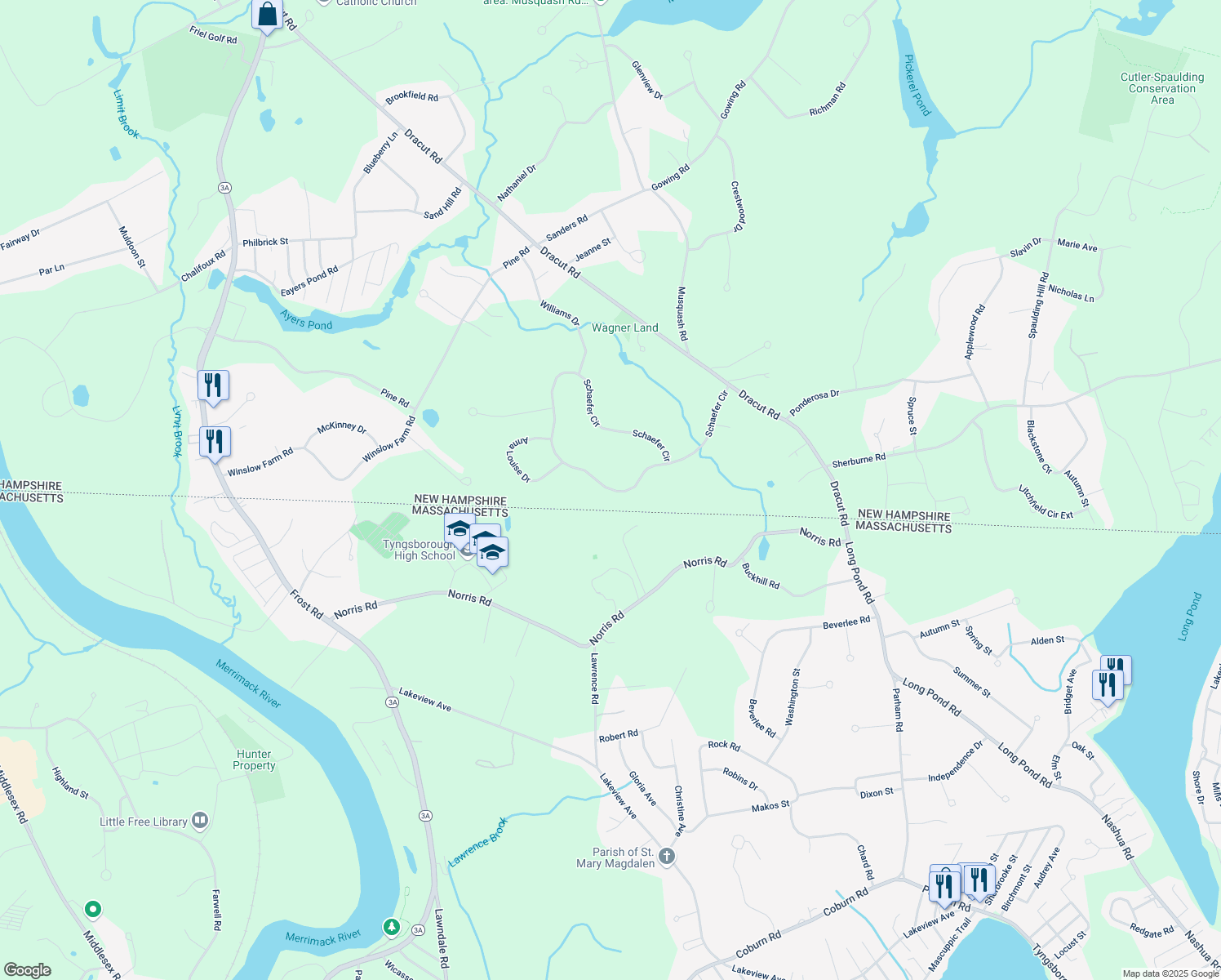 map of restaurants, bars, coffee shops, grocery stores, and more near 78 Schaefer Circle in Hudson