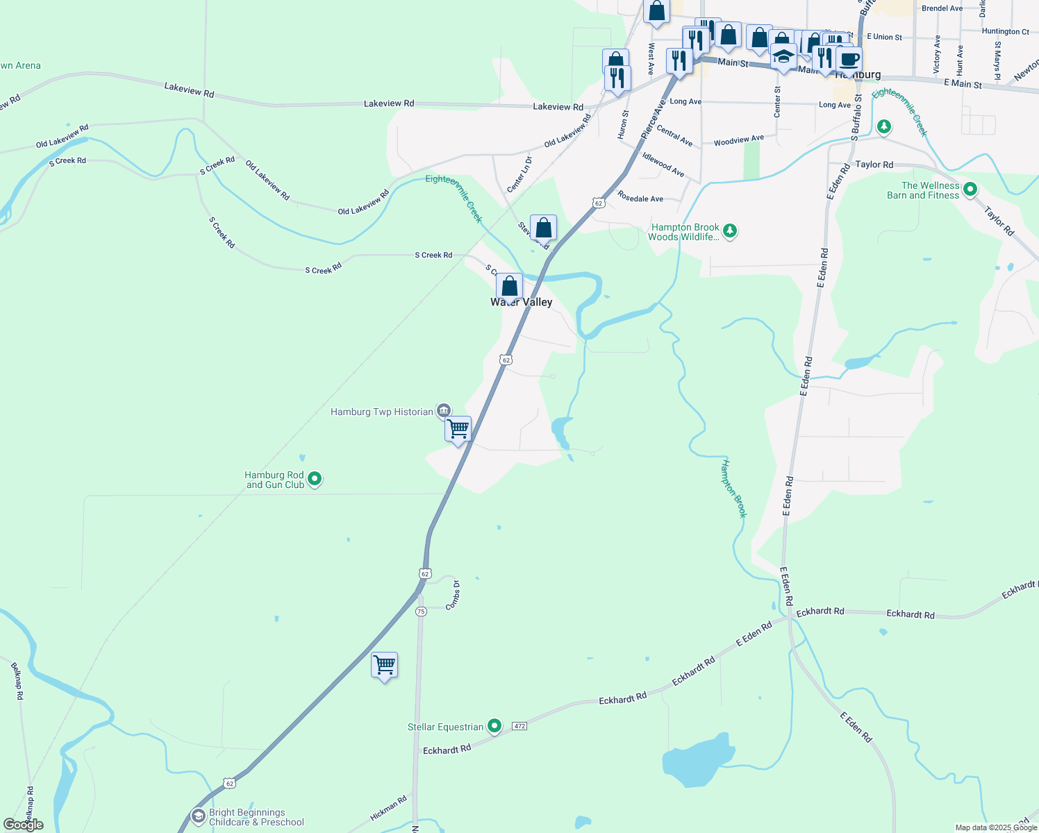 map of restaurants, bars, coffee shops, grocery stores, and more near 6870 Picture Lake Dr in Hamburg