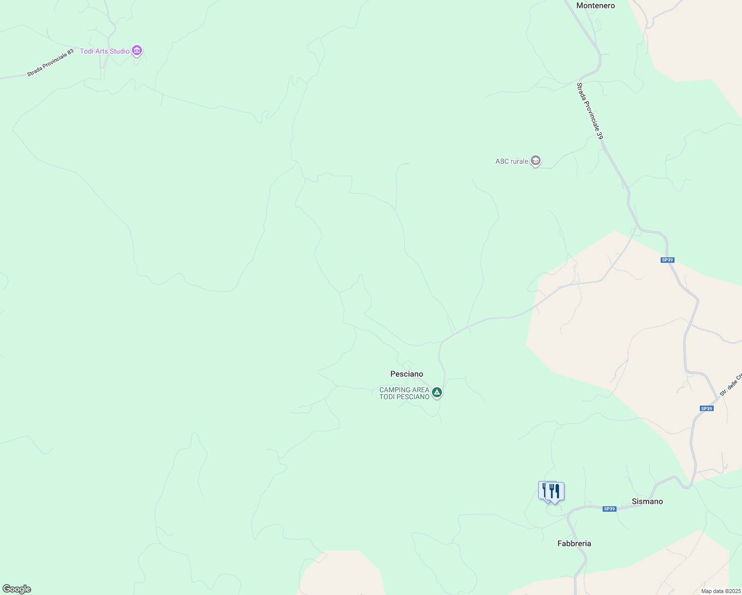map of restaurants, bars, coffee shops, grocery stores, and more near 13 Località Pesciano in Pesciano