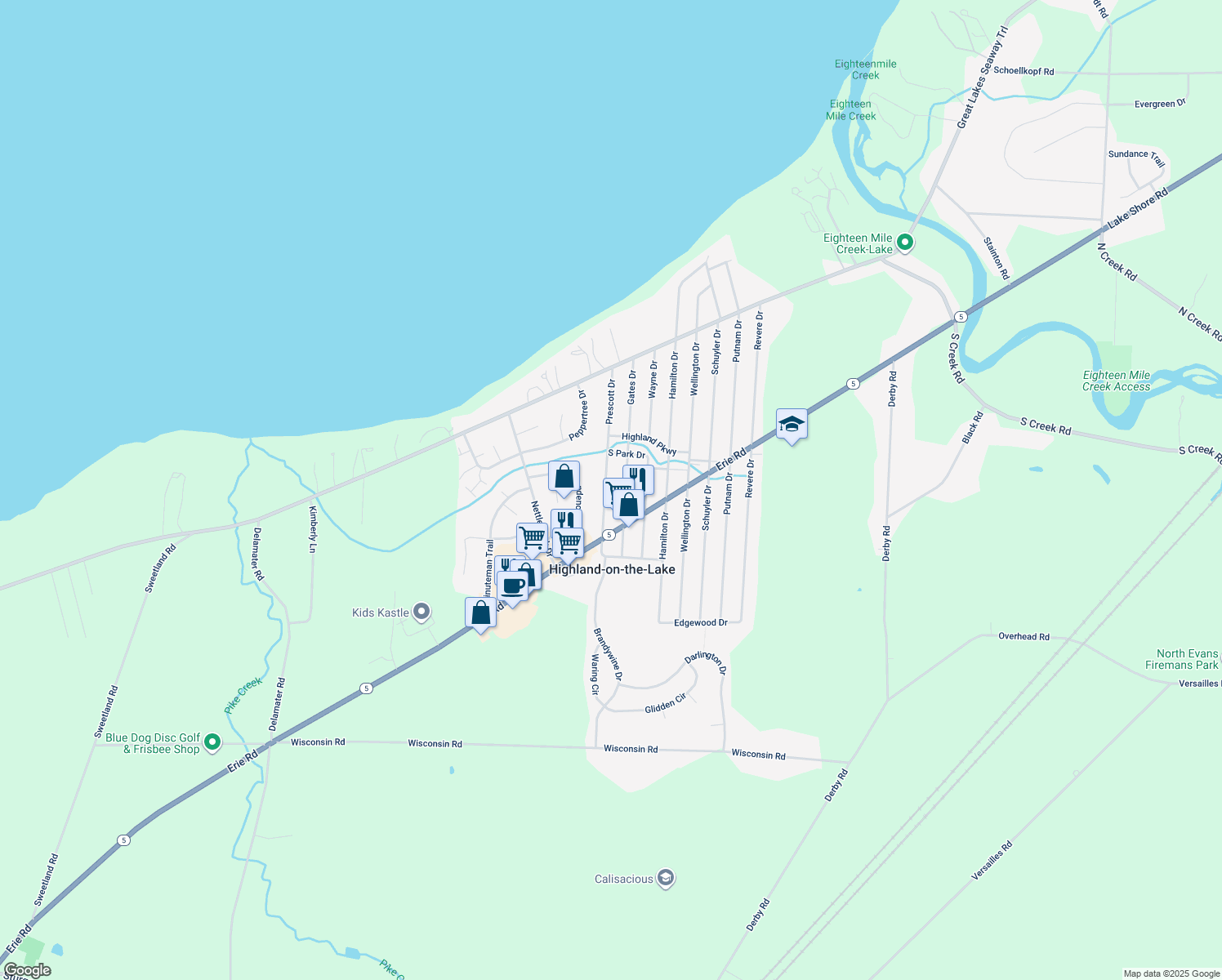 map of restaurants, bars, coffee shops, grocery stores, and more near 6799 Prescott Drive in Derby