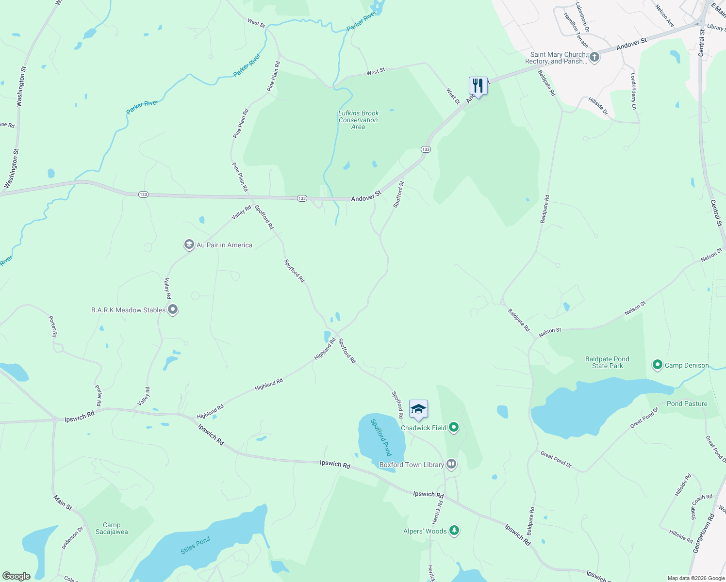 map of restaurants, bars, coffee shops, grocery stores, and more near 83 Spofford Street in Georgetown