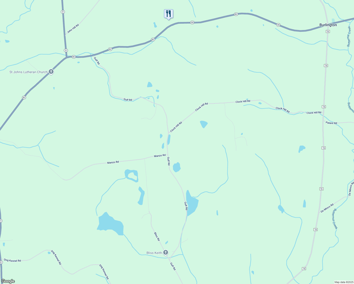 map of restaurants, bars, coffee shops, grocery stores, and more near 644 Gulf Road in Burlington Flats