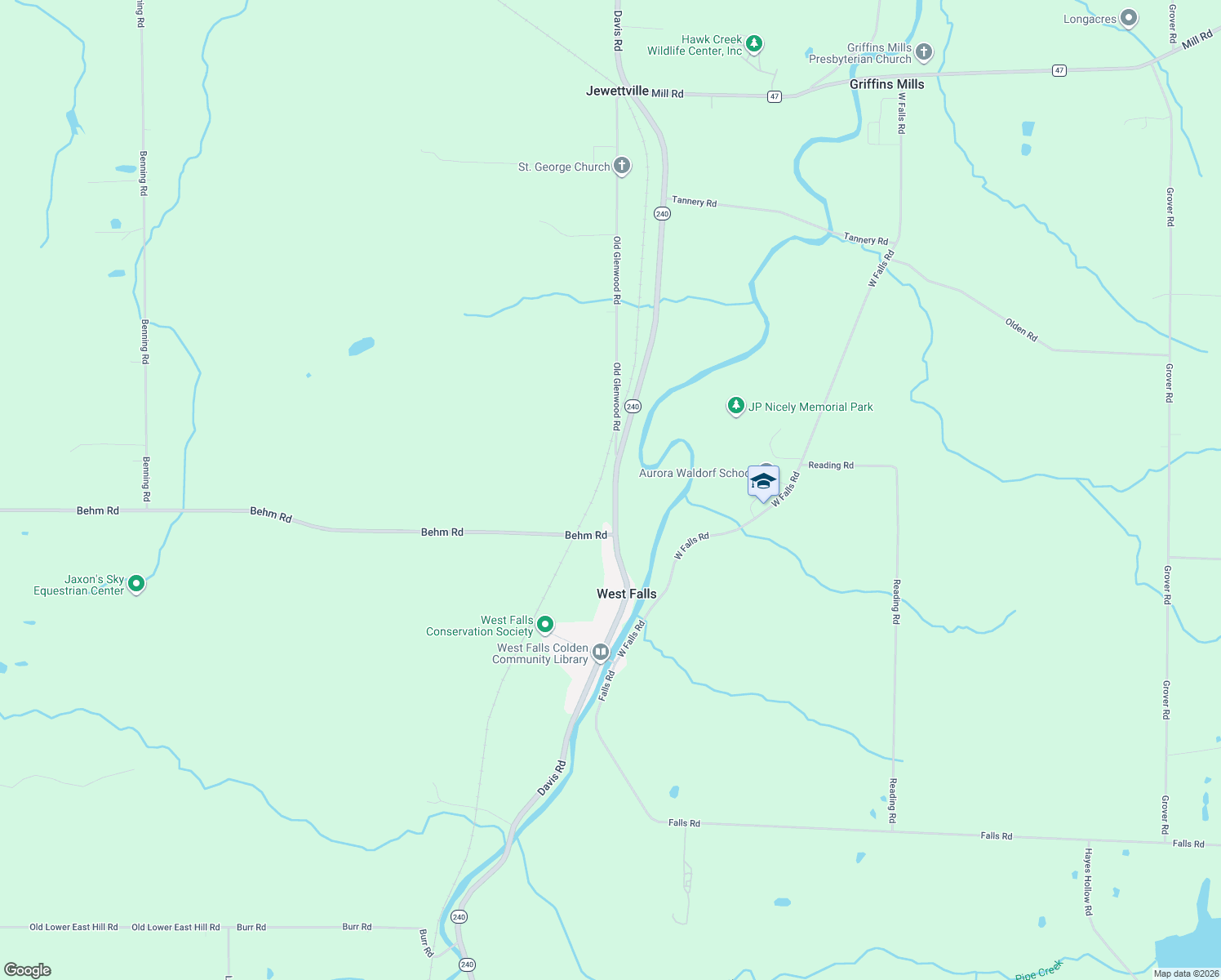 map of restaurants, bars, coffee shops, grocery stores, and more near 1765 Davis Rd in West Falls