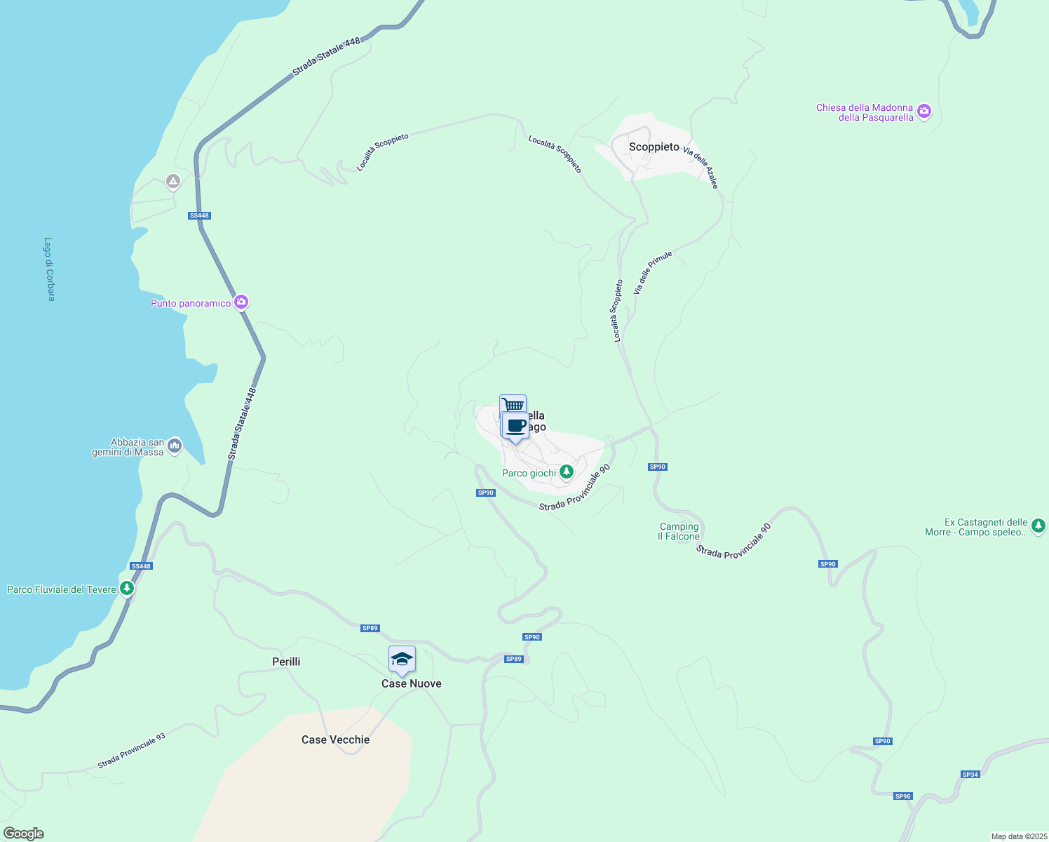 map of restaurants, bars, coffee shops, grocery stores, and more near in Civitella del Lago