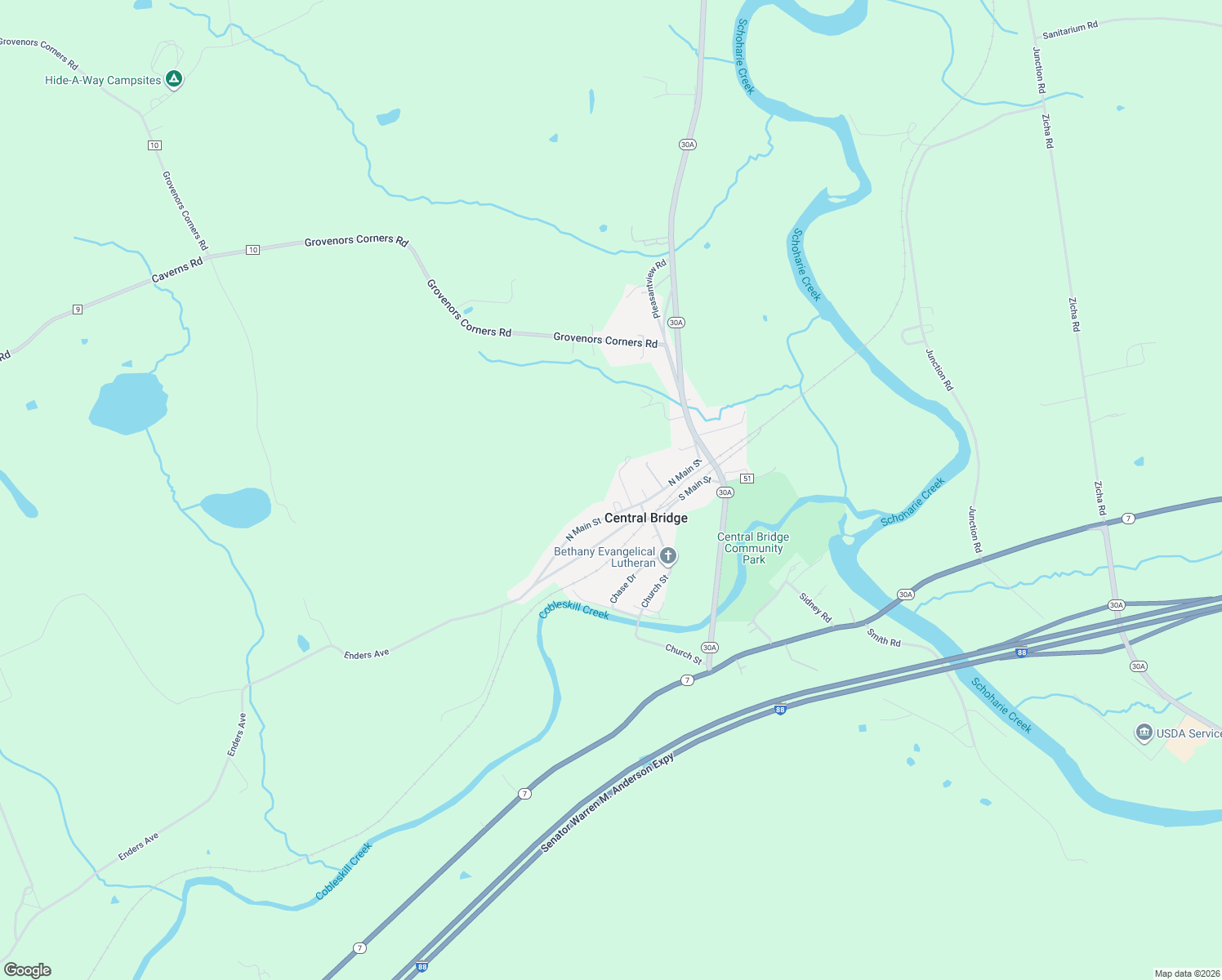 map of restaurants, bars, coffee shops, grocery stores, and more near 109 Kashmir Lane in Central Bridge