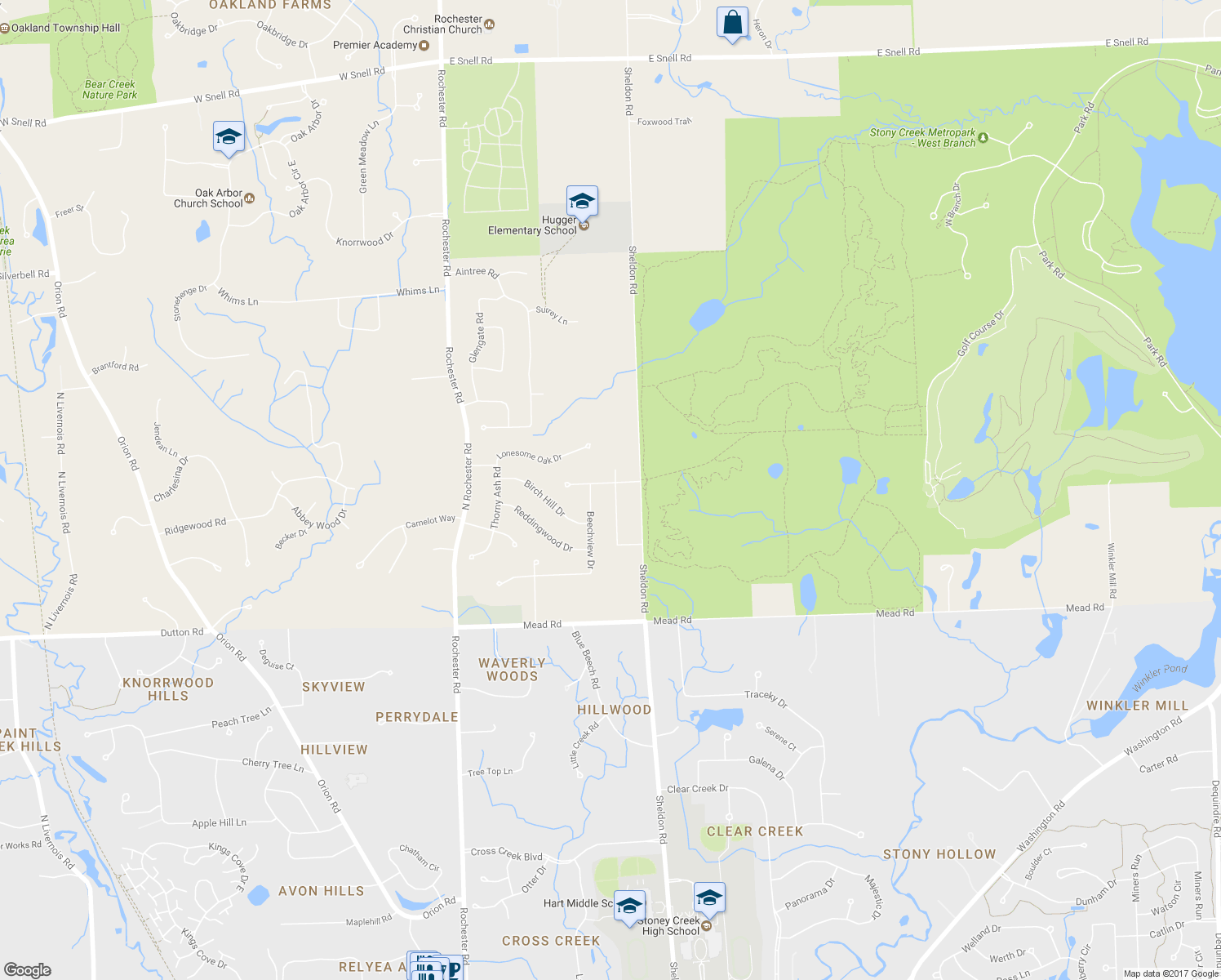 map of restaurants, bars, coffee shops, grocery stores, and more near 436 Broadleaf Dr in Rochester