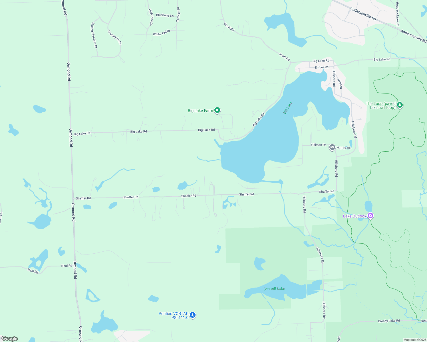 map of restaurants, bars, coffee shops, grocery stores, and more near 12170 Shaffer Road in Oakland County