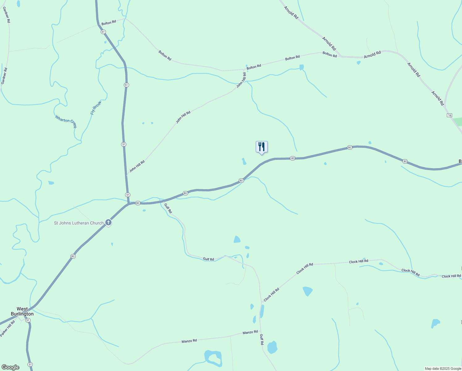 map of restaurants, bars, coffee shops, grocery stores, and more near Highway 80 in Burlington Flats