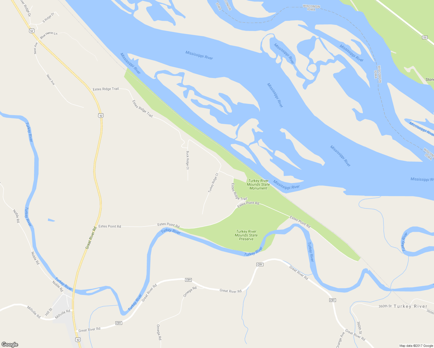 map of restaurants, bars, coffee shops, grocery stores, and more near 309 Turkey Ridge Court in Guttenberg