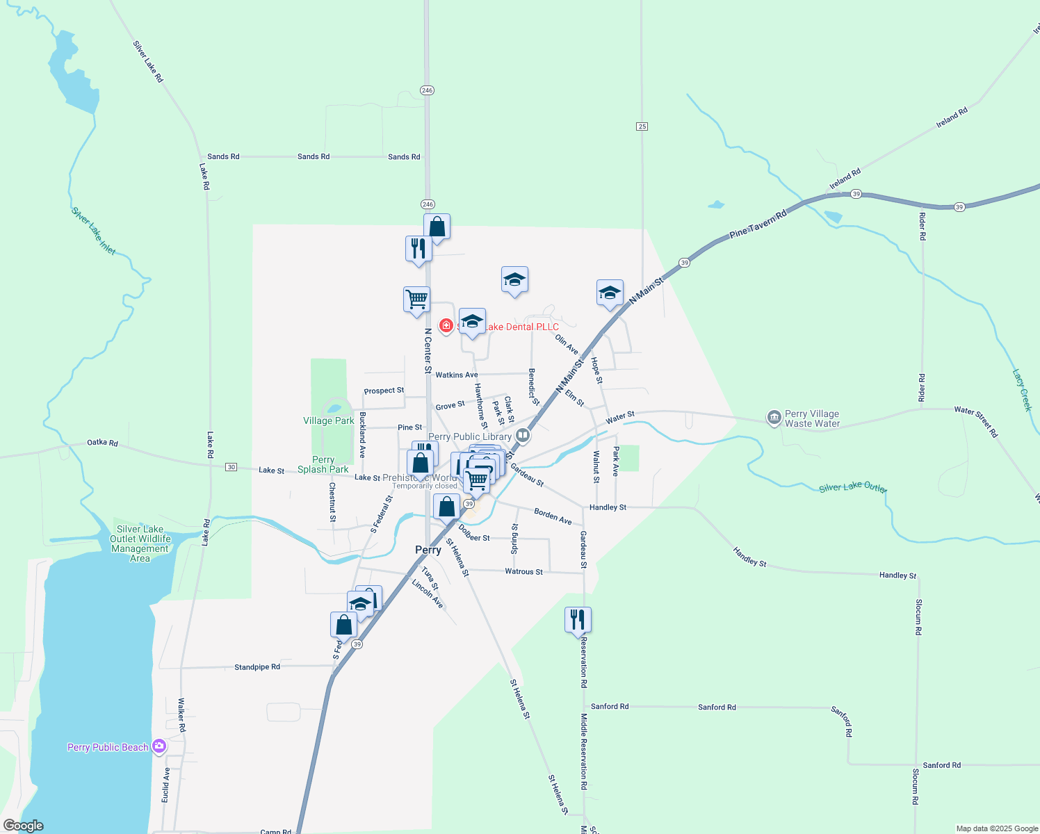 map of restaurants, bars, coffee shops, grocery stores, and more near 81 Leicester Street in Perry