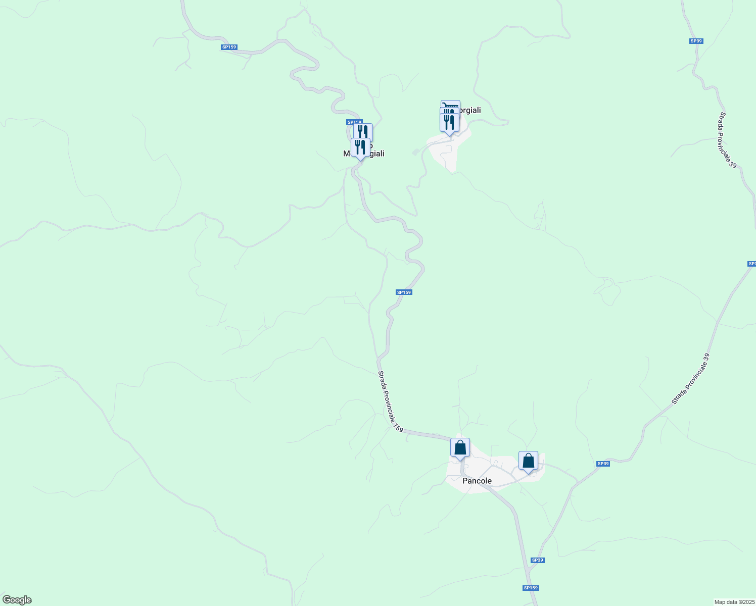 map of restaurants, bars, coffee shops, grocery stores, and more near 67 Strada Provinciale 159 in Provincia di Grosseto