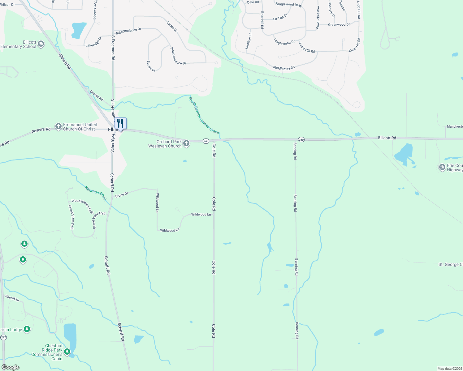 map of restaurants, bars, coffee shops, grocery stores, and more near 5765 Cole Rd in Orchard Park