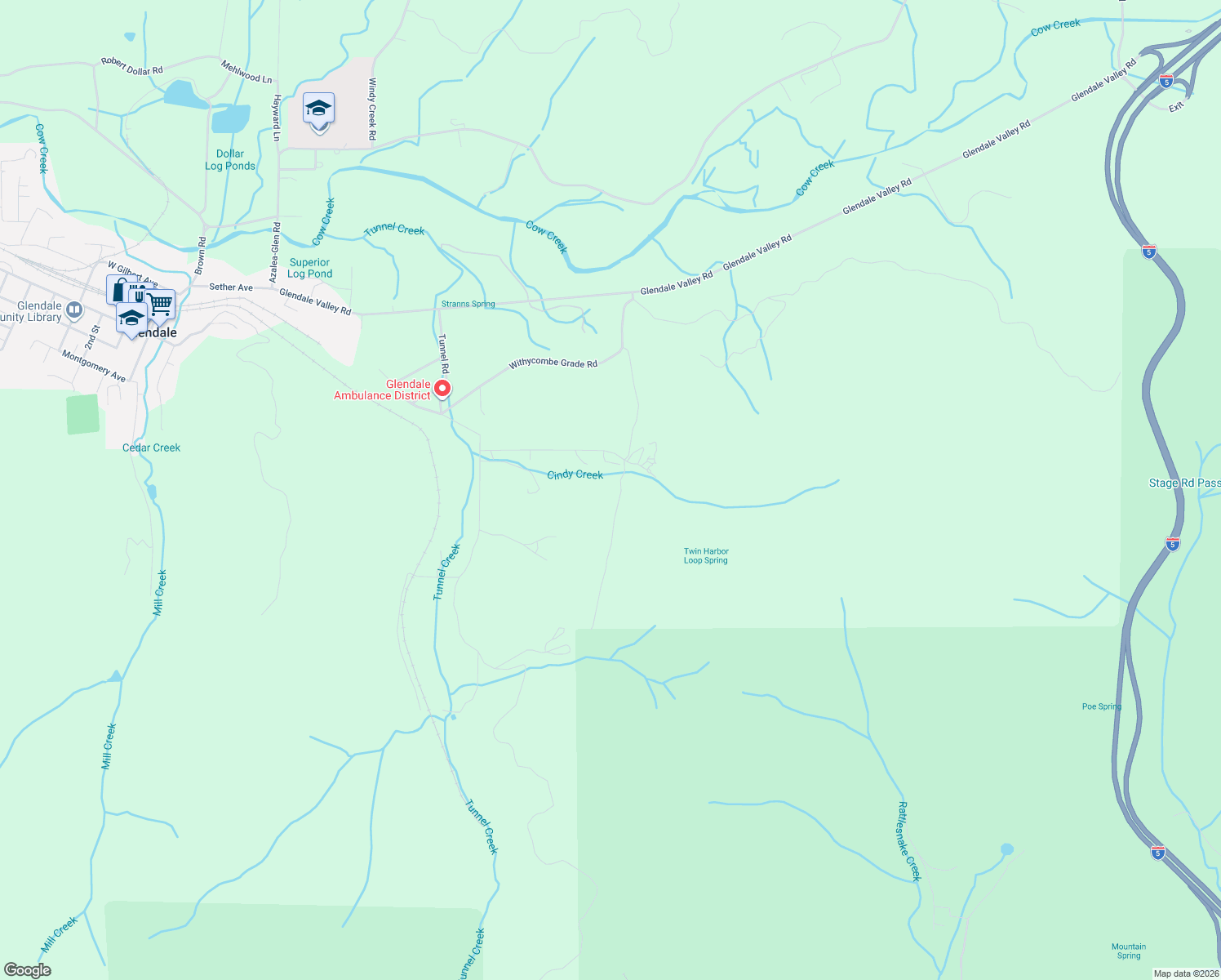 map of restaurants, bars, coffee shops, grocery stores, and more near 570 Tunnel Road in Glendale
