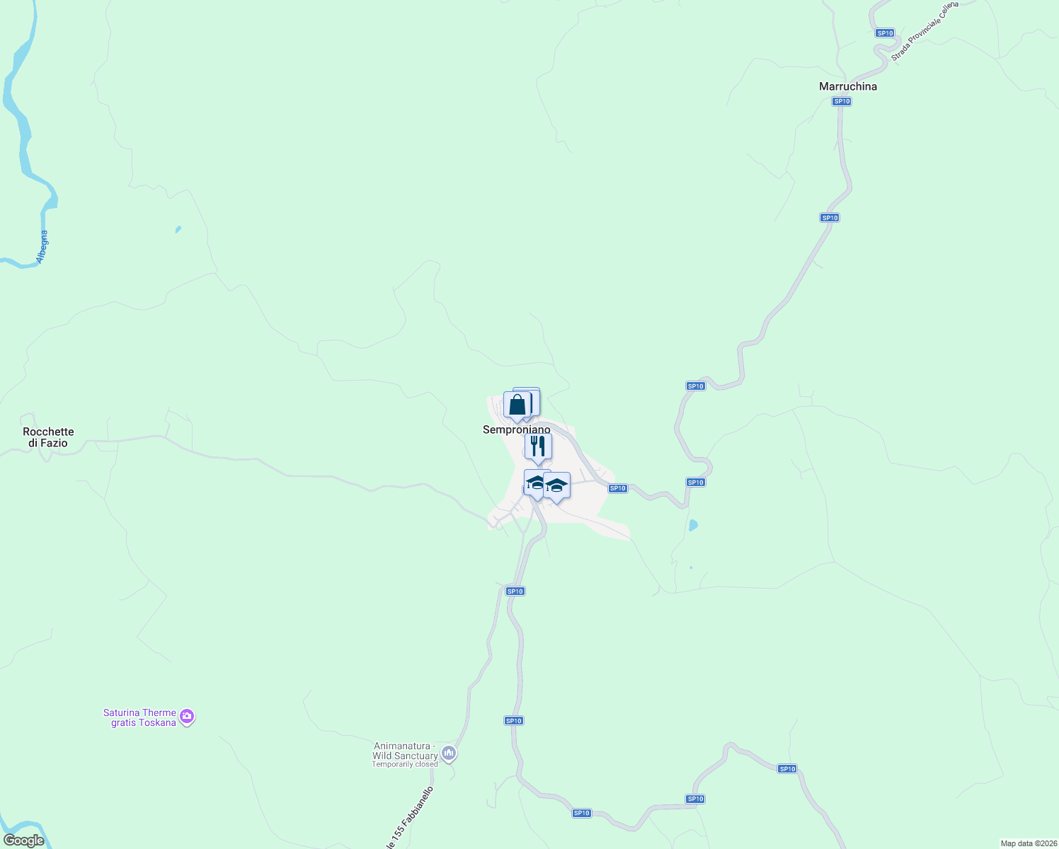 map of restaurants, bars, coffee shops, grocery stores, and more near in Semproniano