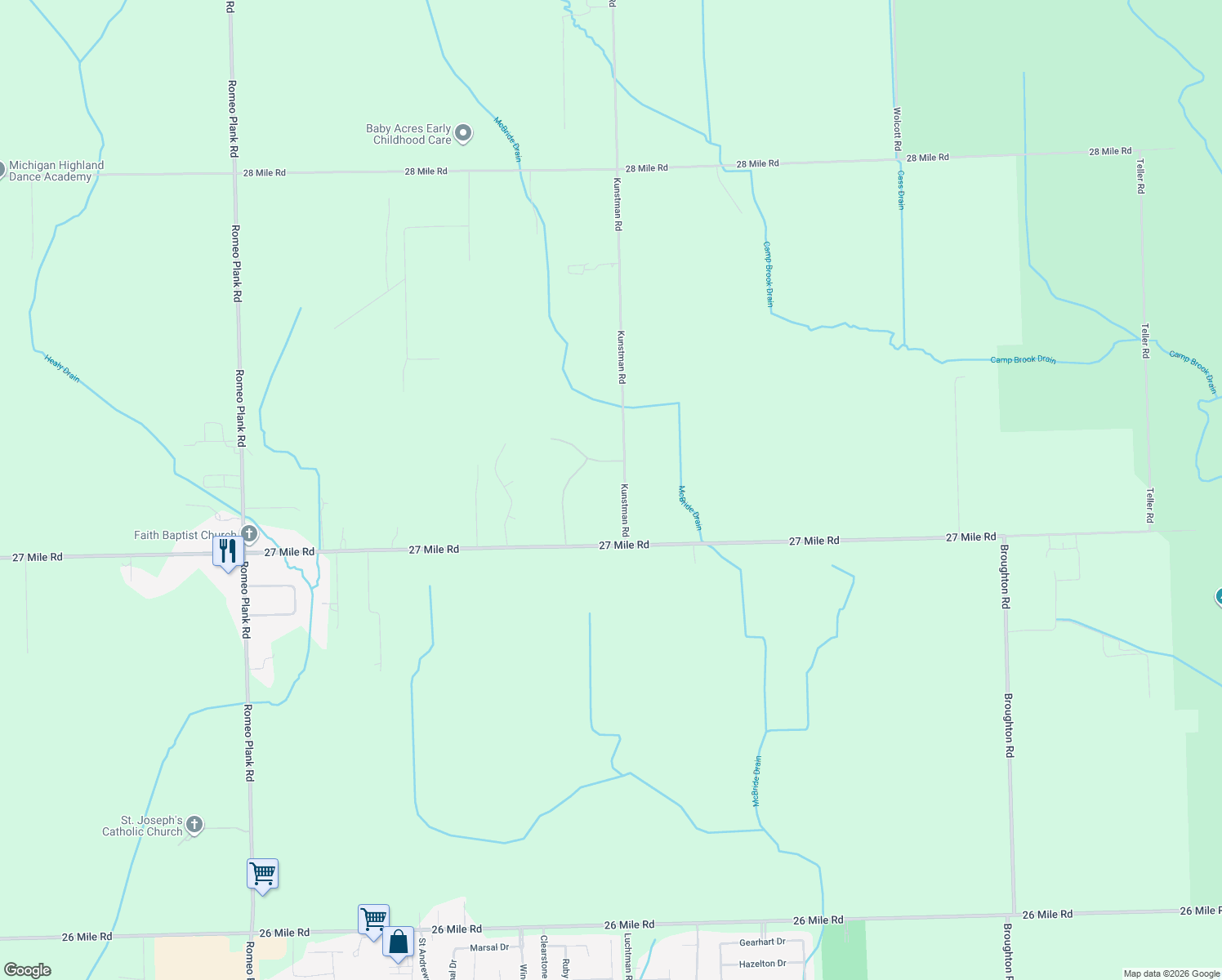 map of restaurants, bars, coffee shops, grocery stores, and more near 59207 Kunstman Road in Ray