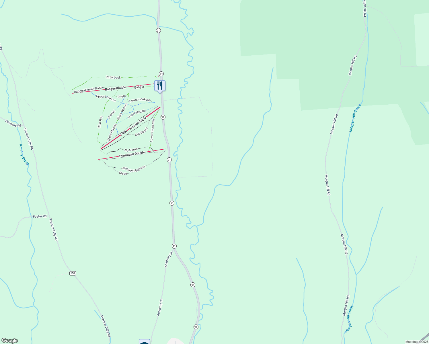 map of restaurants, bars, coffee shops, grocery stores, and more near 6750 Wilson Road in Tully