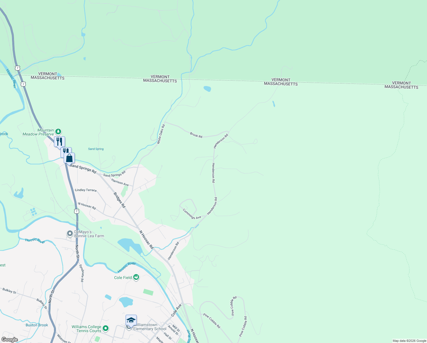 map of restaurants, bars, coffee shops, grocery stores, and more near 357 Henderson Rd in Williamstown