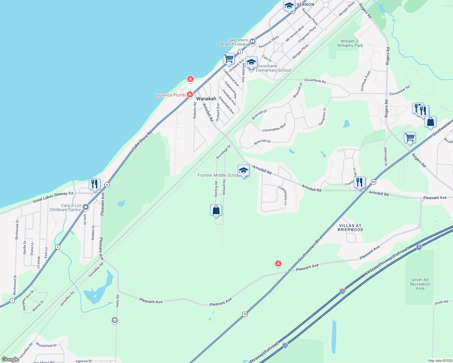 map of restaurants, bars, coffee shops, grocery stores, and more near 5531 Stilwell Rd in Hamburg