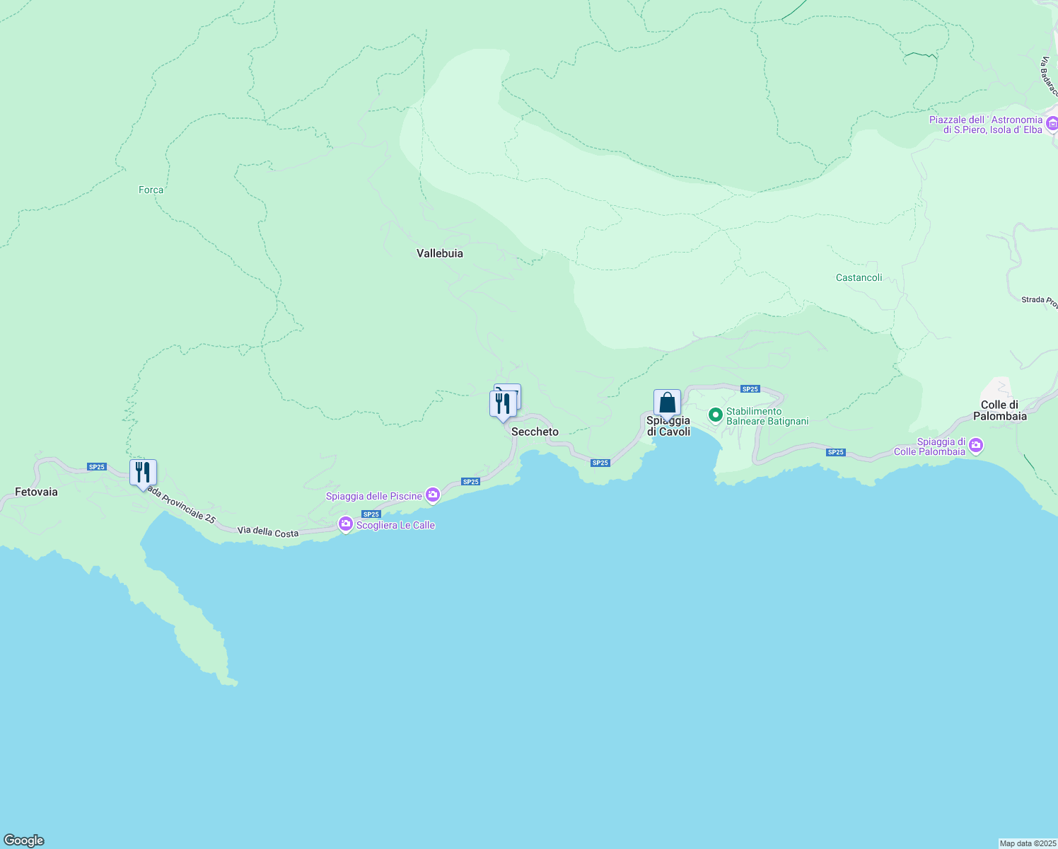 map of restaurants, bars, coffee shops, grocery stores, and more near 55 Salita Virgilio in Secchetto