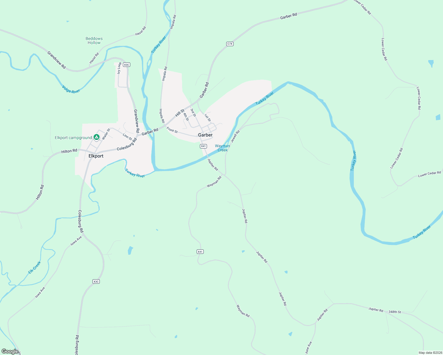 map of restaurants, bars, coffee shops, grocery stores, and more near 33600 Wayman Road in Garber