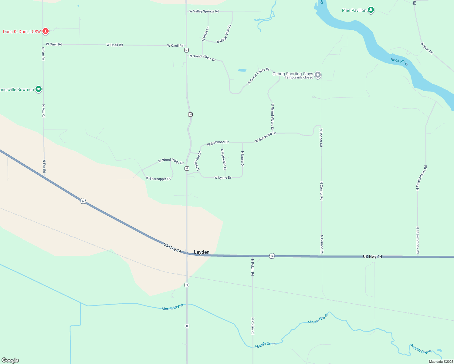 map of restaurants, bars, coffee shops, grocery stores, and more near 6233 W Lynne Dr in Janesville