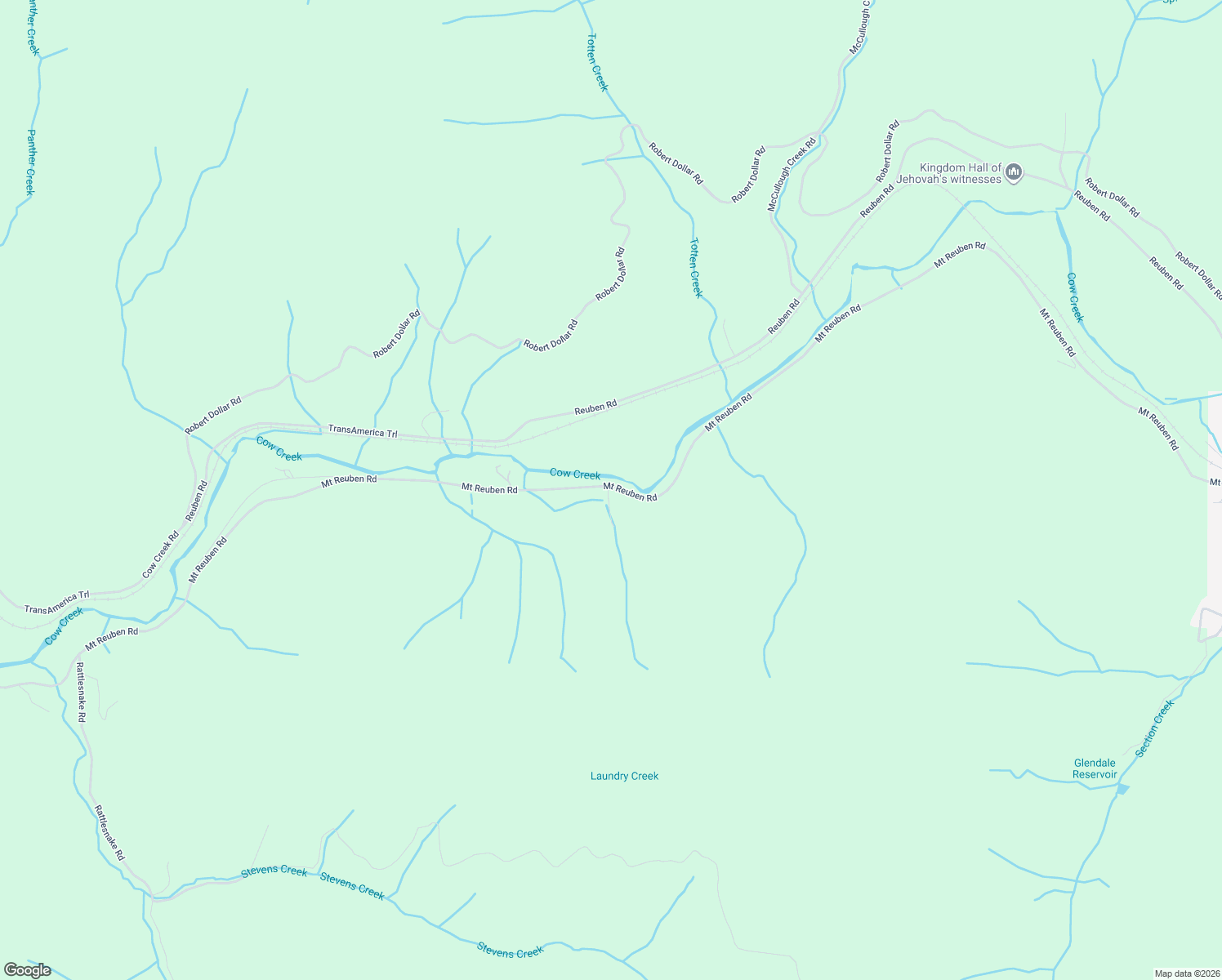 map of restaurants, bars, coffee shops, grocery stores, and more near 2390 Mount Reuben Road in Glendale