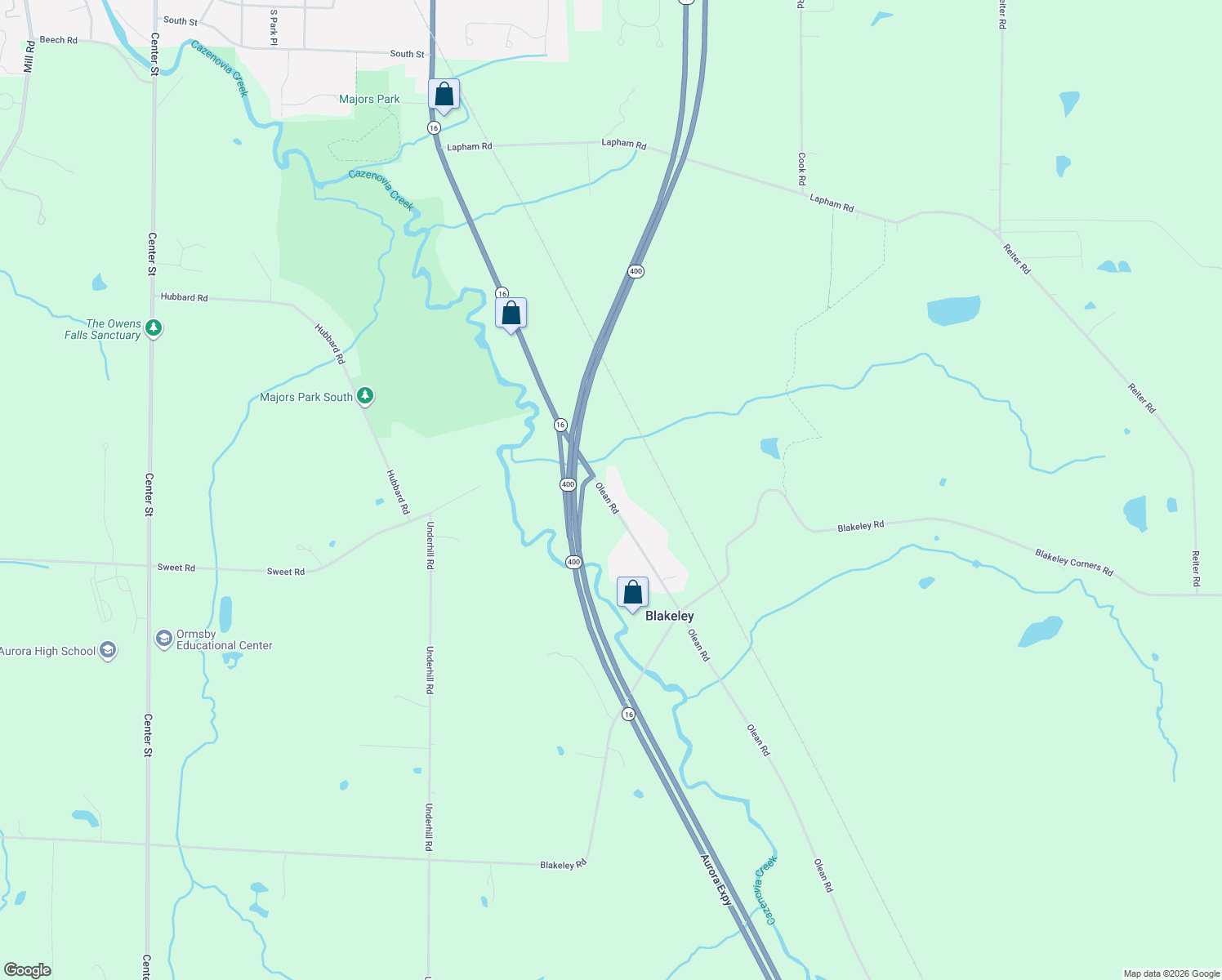 map of restaurants, bars, coffee shops, grocery stores, and more near 928 Olean Road in East Aurora