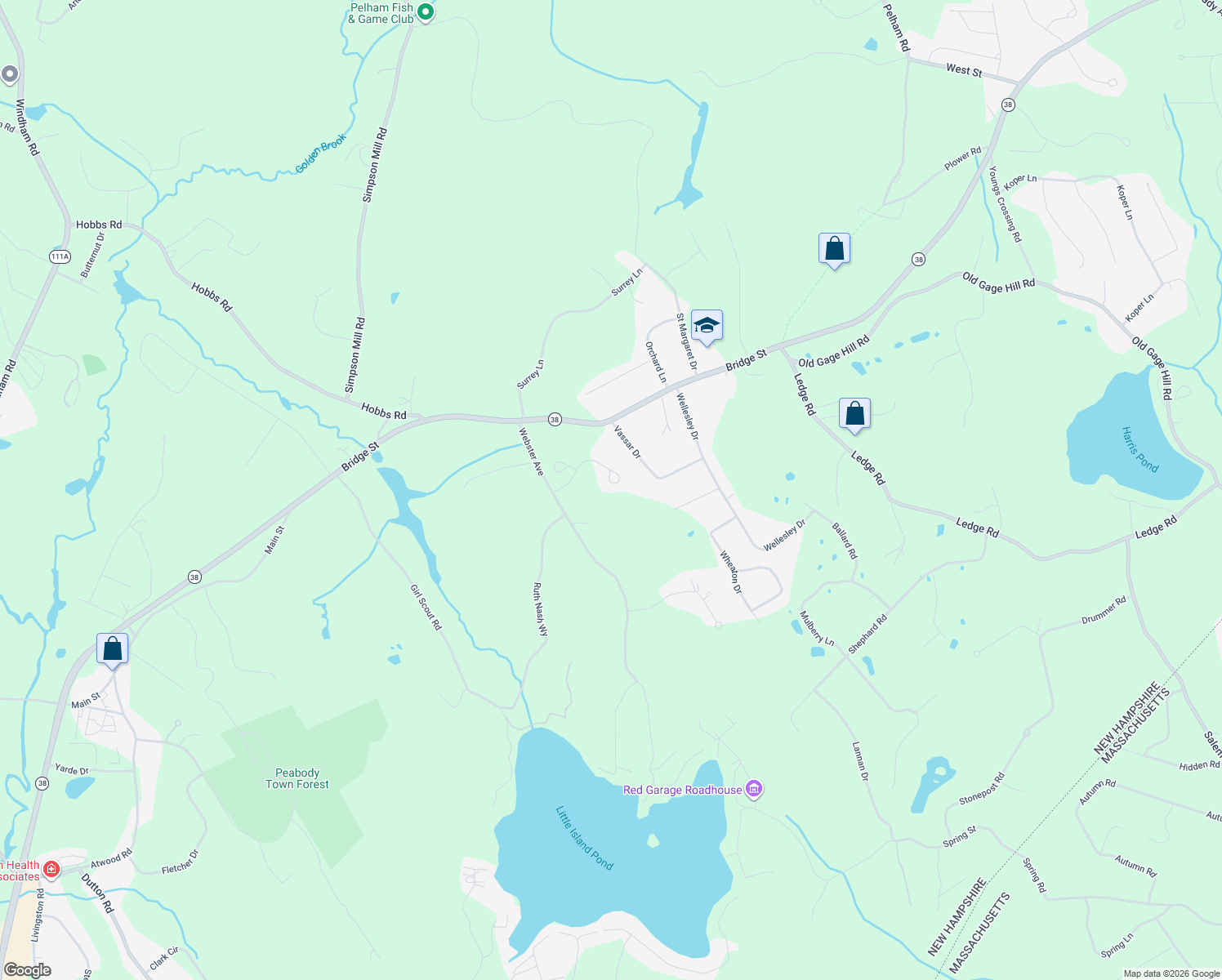 map of restaurants, bars, coffee shops, grocery stores, and more near 20 Ladyslipper Avenue in Pelham