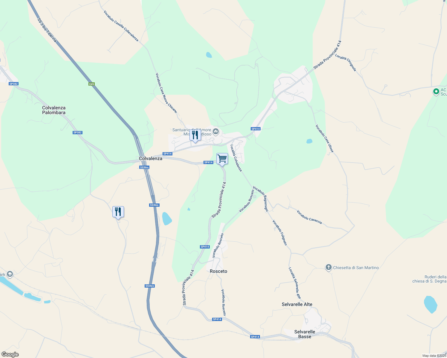 map of restaurants, bars, coffee shops, grocery stores, and more near 19 SP414 in Collevalenza