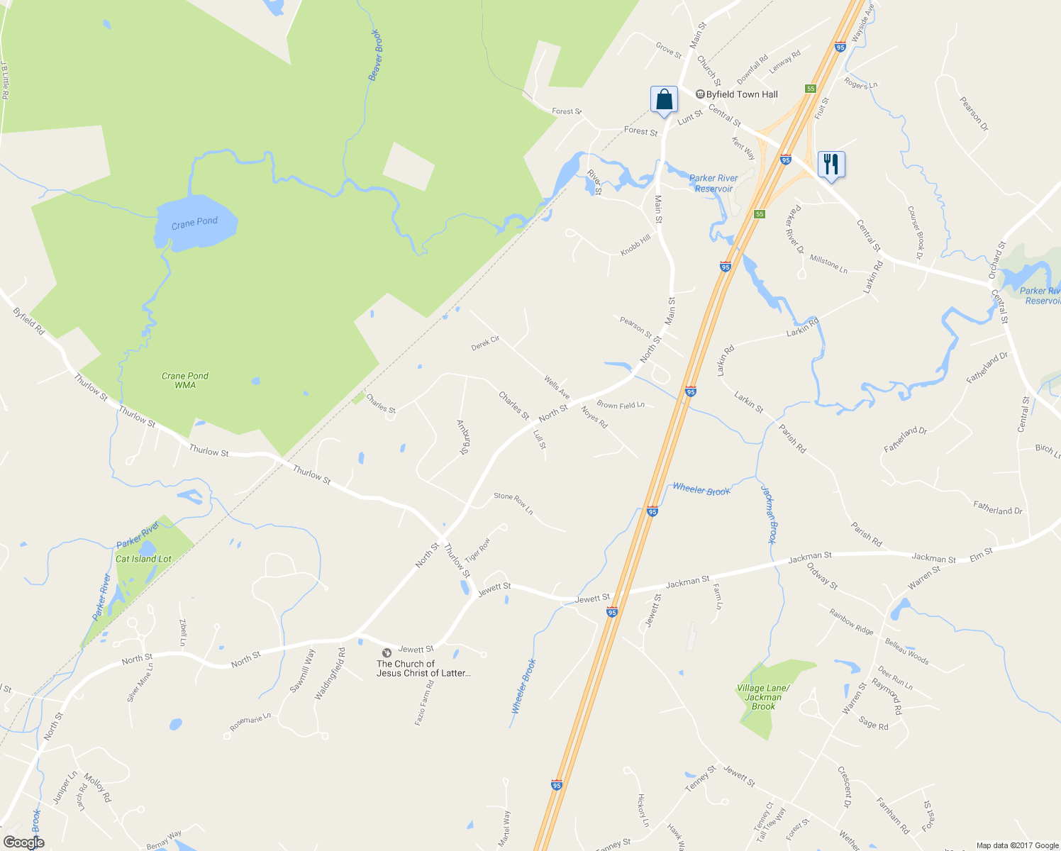 map of restaurants, bars, coffee shops, grocery stores, and more near 473 North Street in Georgetown