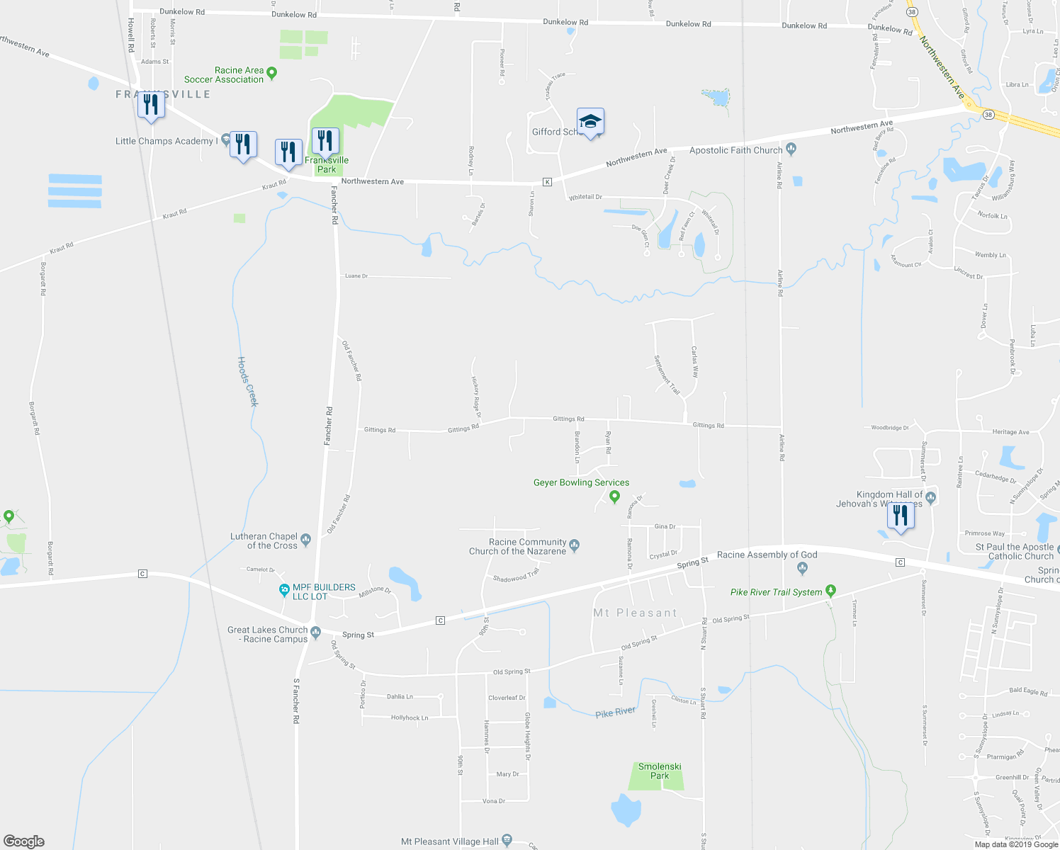 map of restaurants, bars, coffee shops, grocery stores, and more near 8607 Gittings Road in Mount Pleasant