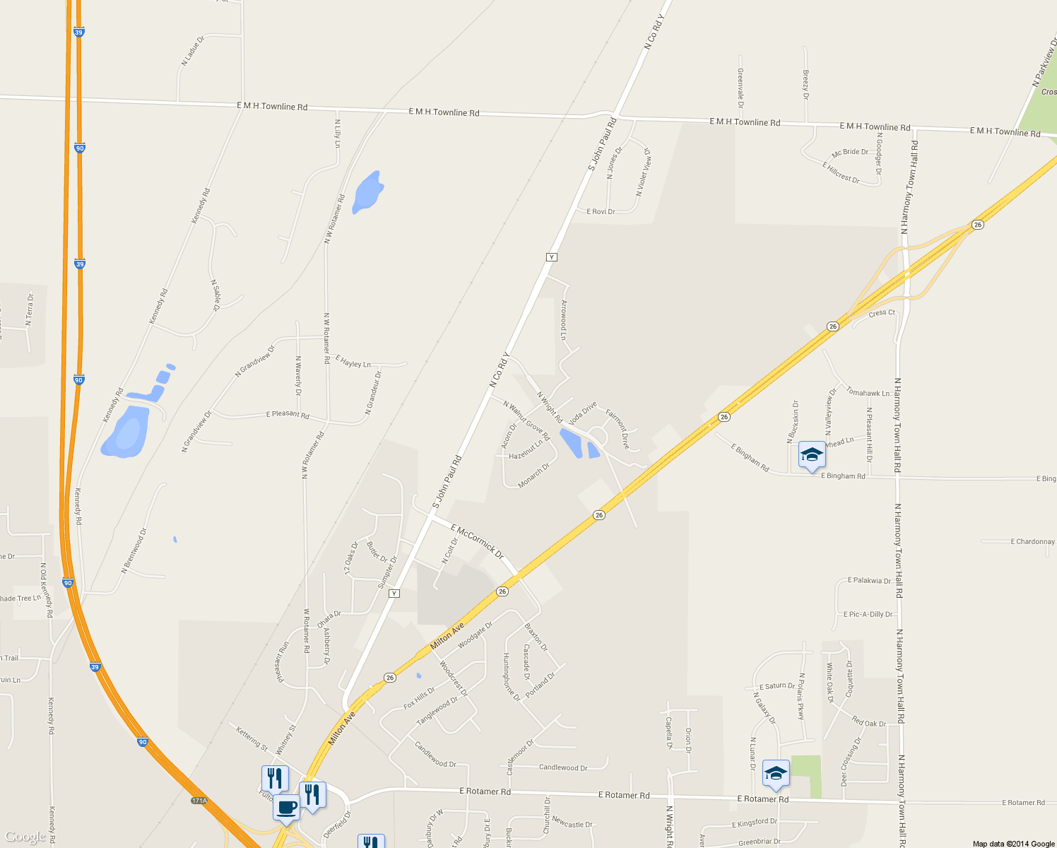 map of restaurants, bars, coffee shops, grocery stores, and more near 5065 North Walnut Grove Road in Milton