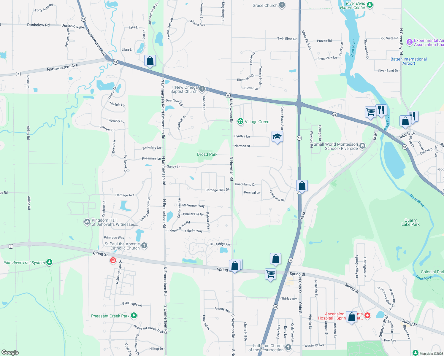 map of restaurants, bars, coffee shops, grocery stores, and more near 5609 Riviera Drive in Mount Pleasant