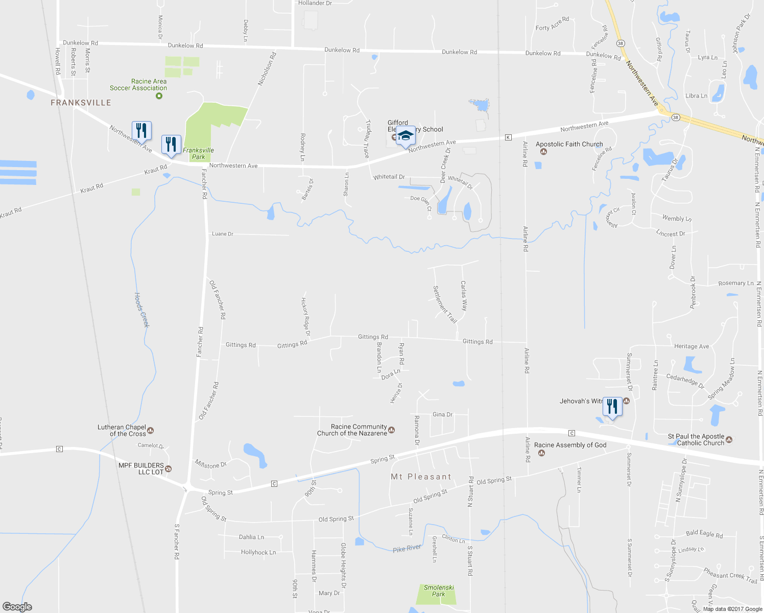 map of restaurants, bars, coffee shops, grocery stores, and more near 8400 Gittings Road in Mount Pleasant