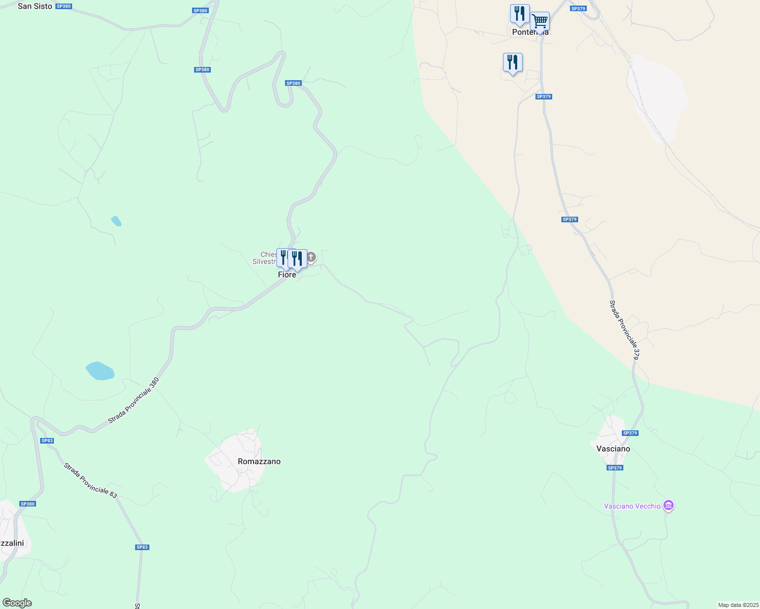 map of restaurants, bars, coffee shops, grocery stores, and more near 28 Vocabolo Il Castello in Todi