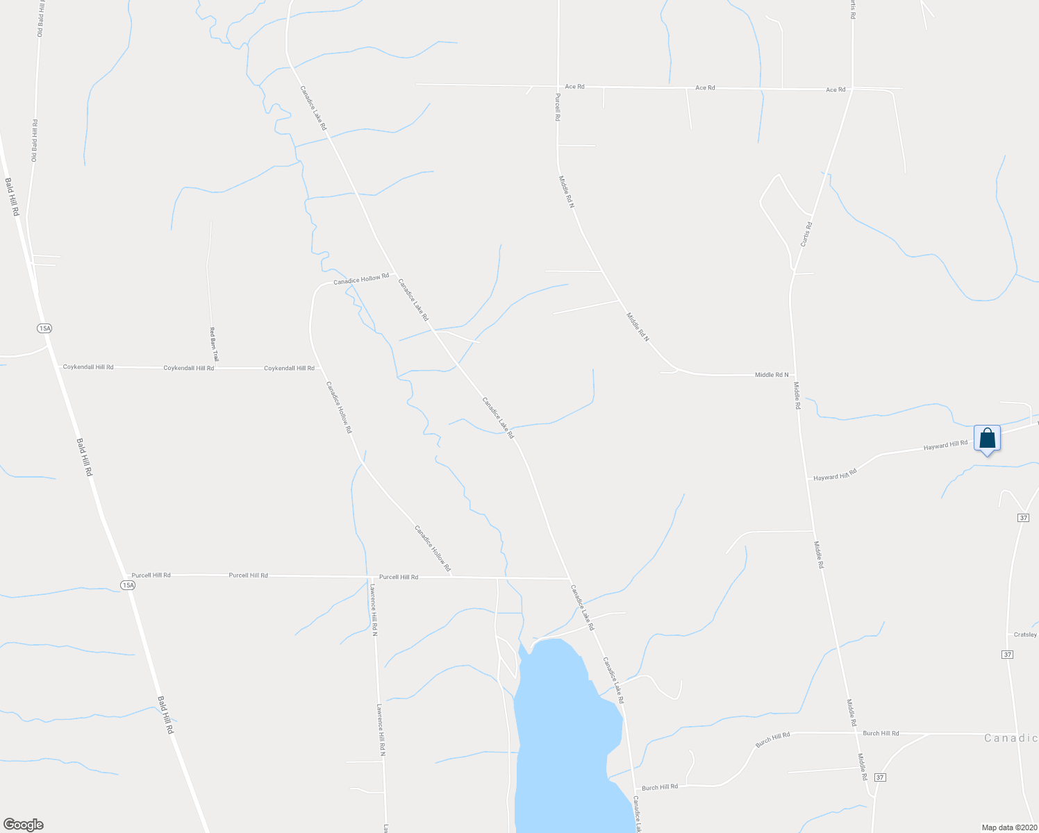 map of restaurants, bars, coffee shops, grocery stores, and more near 5637 Canadice Lake Road in Springwater