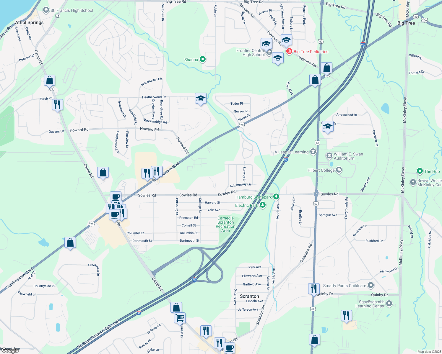 map of restaurants, bars, coffee shops, grocery stores, and more near 3904 Sowles Rd in Hamburg