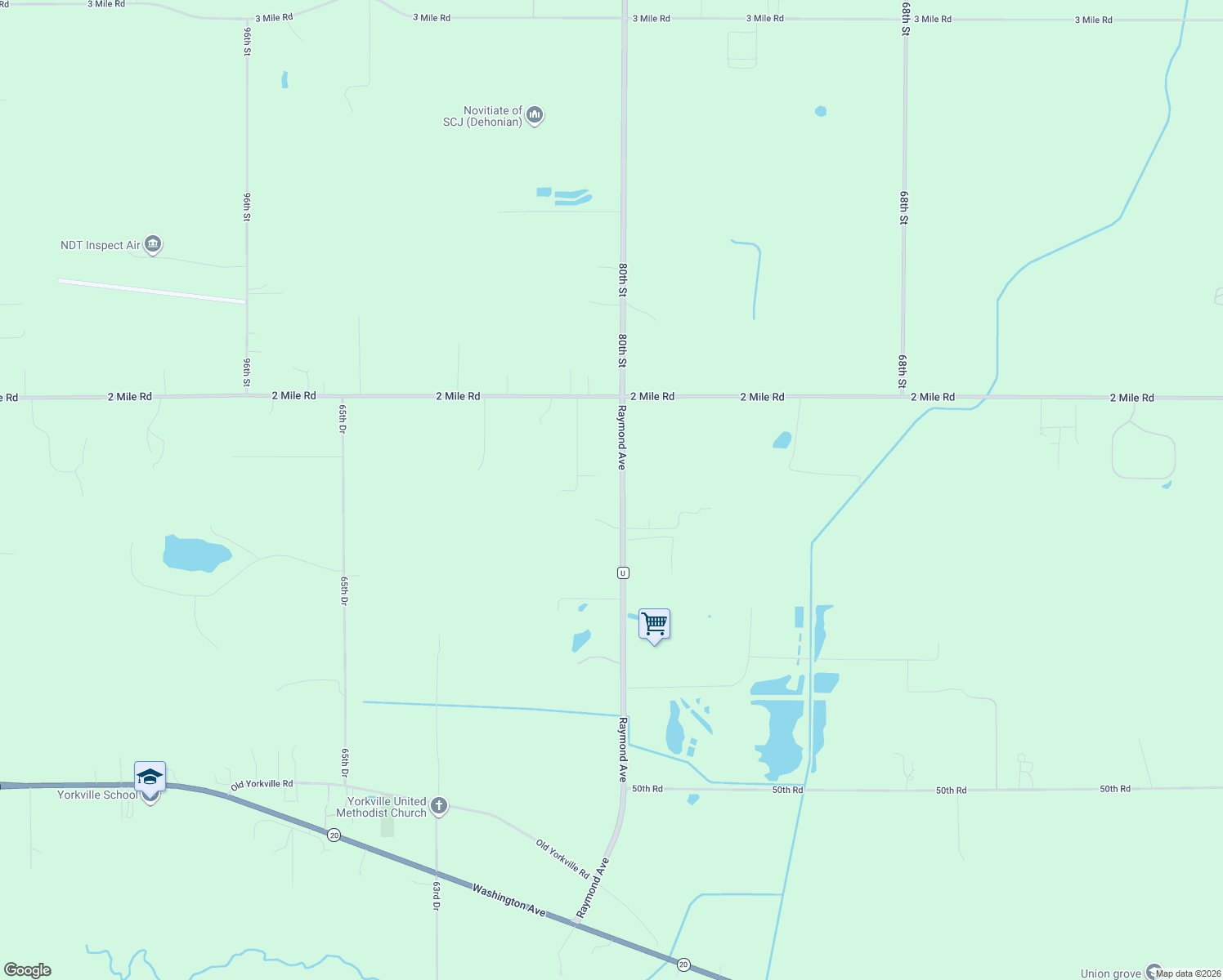 map of restaurants, bars, coffee shops, grocery stores, and more near 2722 Raymond Ave in Franksville