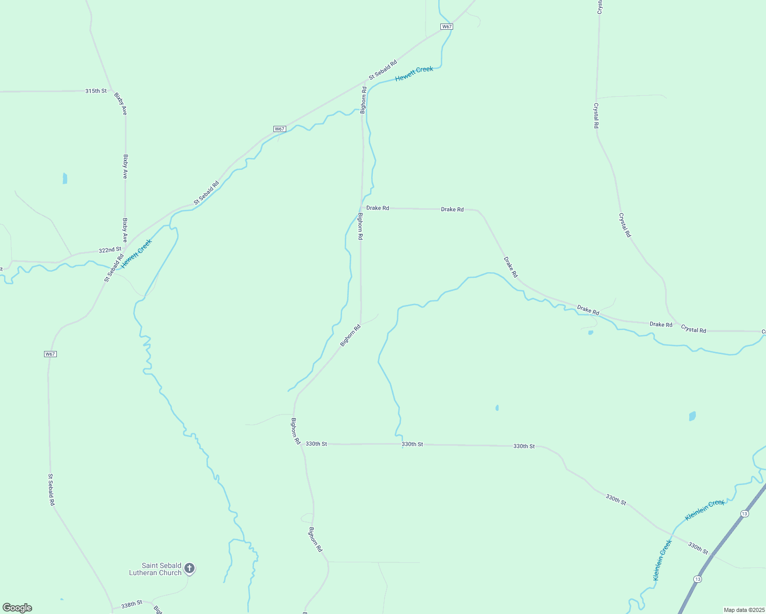 map of restaurants, bars, coffee shops, grocery stores, and more near 32472 Bighorn Road in Strawberry Point