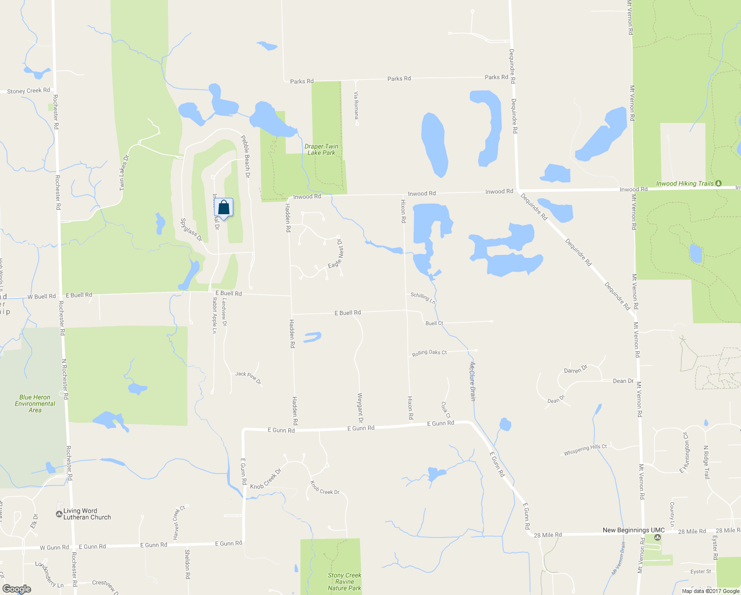 map of restaurants, bars, coffee shops, grocery stores, and more near 1365 East Buell Road in Rochester